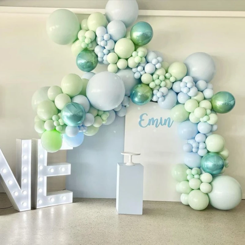 

Macaron Balloons Arch Set Green And Blue Balloon Garland Baby Baptism Shower Celebration Birthday Party Balloon Decoration