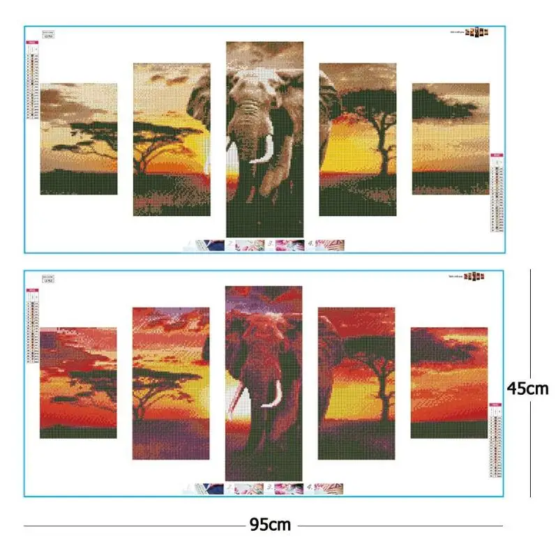 Набор для алмазной вышивки Слон 5 шт. | Дом и сад