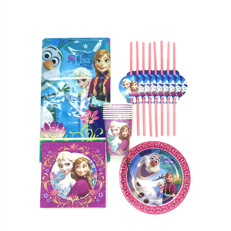 

41pcs Frozen Party Supplies Birthday Party Decorations Cup Plate Napkin Baby Shower Disposable Straw Tablecloth Tableware Supply