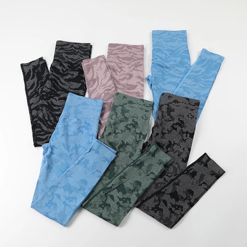 Камуфляжные Бесшовные Леггинсы для йоги с высокой талией спортивные штаны