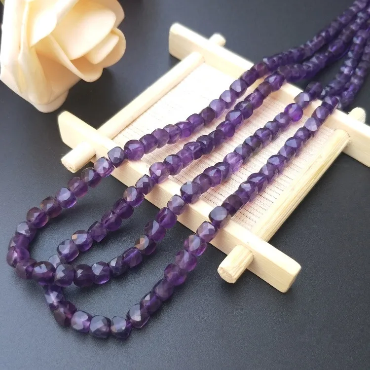 amethyst Аквамарин/кристалл/солнечный камень/квадратный граненый 4 мм для DIY изготовления ювелирных изделий свободные бусины FPPJ бусины Природный камень - Цвет: amethyst