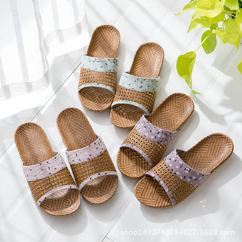 Mntrerm 2022 Summer sub-grass couple slippers home indoor non-slip thick bottom floor linen slippers female home Shoes