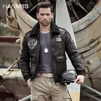 hanmiis bomber b6 fur jacket sheepskin leather jacket mens leather furbomber jacketmen clothingmotorcycle jacketwinter m