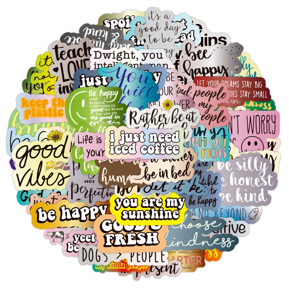 

10/30/50pcs English Letters Inspirational Quotes Stickers DIY Laptop Computer Skateboard Fridge Phone Stationery Sticker Kid Toy