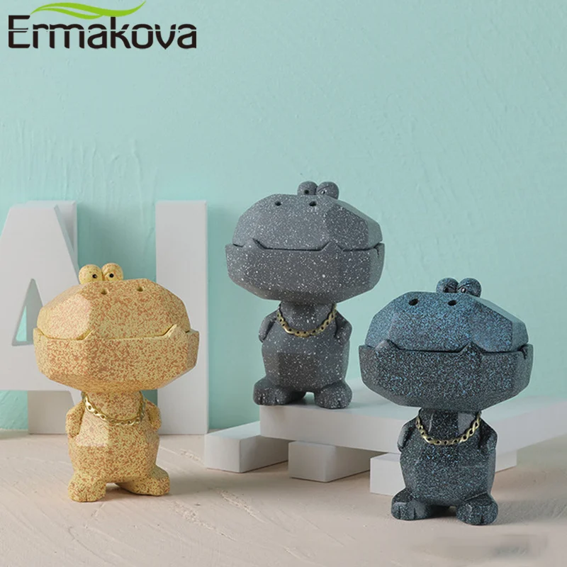 

Пепельница ERMAKOVA, в виде животных, из смолы, крокодил, настольное украшение для гостиной, держатель для пепла, домашний Декор для дома и офиса