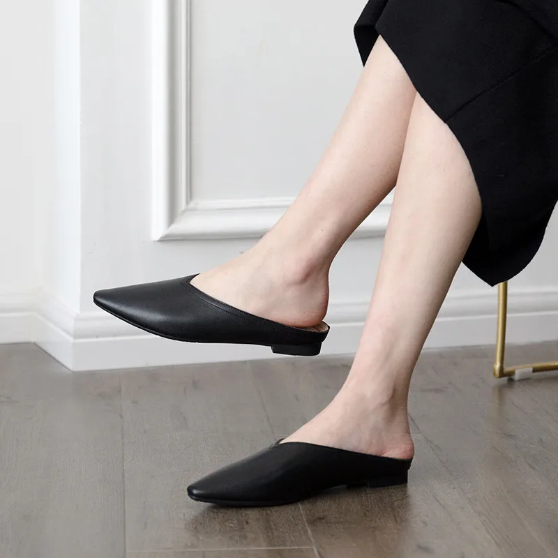 

VERCONAS 2020 Fashion Mules Woman Sandals Woman Flat Woman Slippers Genuine Leather Casual Classic Design Square Toe Shoes Woman