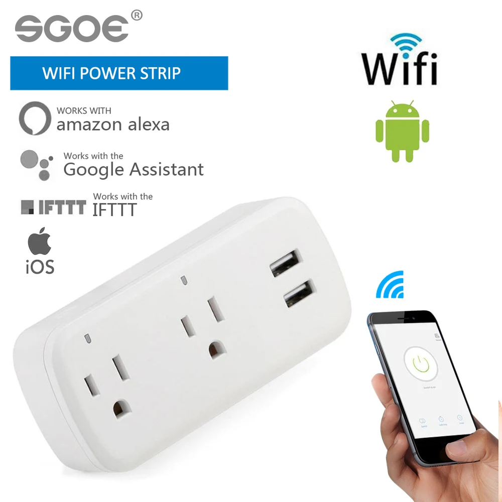 Умная розетка Wifi умная несколько мощностей 2 USB порта голосовое управление для