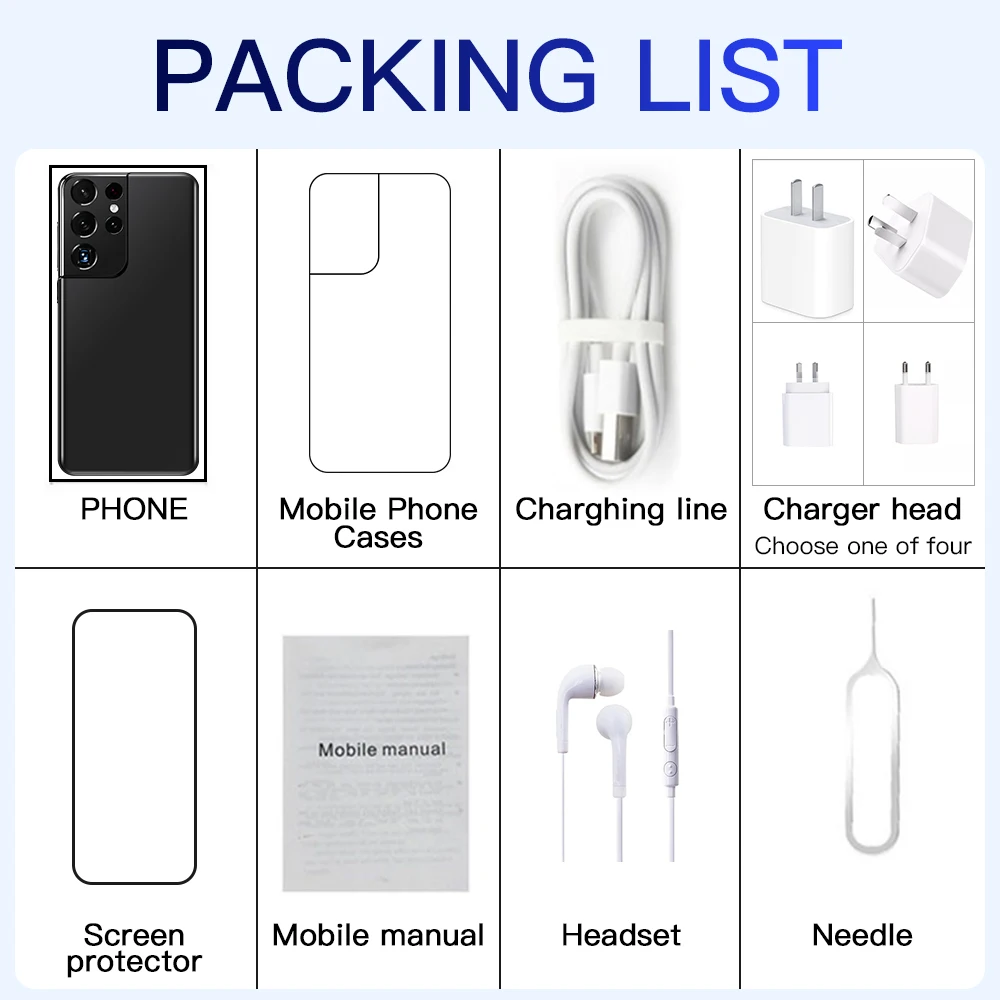 Tel&eacute;fono Inteligente S21U, m&oacute;vil Original de 6,8 pulgadas, 10 n&uacute;cleos, 6800mAh, desbloqueo, 4G, 5G, Android, 24MP + 48MP, 12GB + 512GB-5