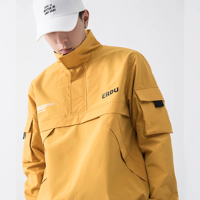 Мужская приталенная куртка пуловер с воротником стойкой|Мужские куртки| |