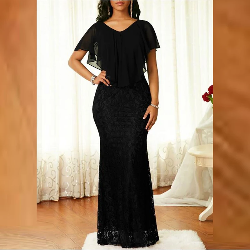 2020 благородное Черное кружево V образный вырез с коротким рукавом для мамы жениха