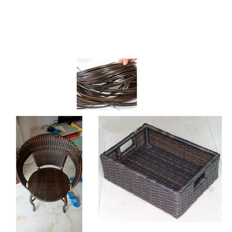 500g Coffee gradient flat synthetic rattan weaving material plastic rattan for knit and repair chair table synthetic rattan