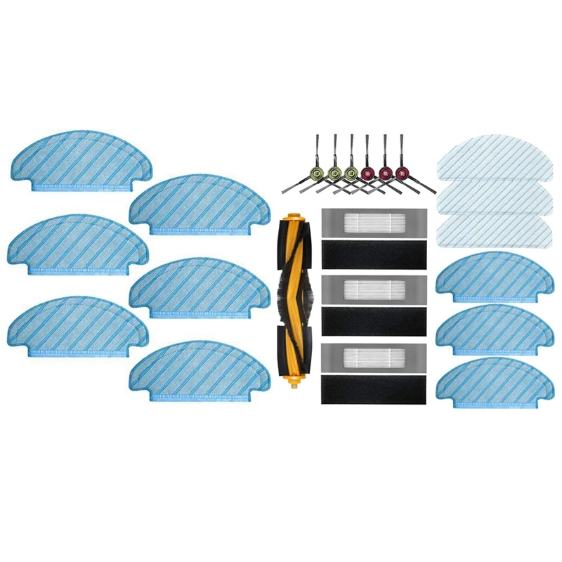 

6 Pcs Cleaning Wipes Mopping Cloth Pads & 1 Set Roller Main Brush Mop Filter