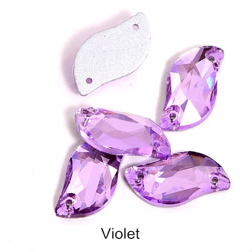Violet Горячее предложение! Распродажа! 3 размера красный S лист формы пришить стразы с отверстиями Flatback Стеклянные стразы шьют-на Стразы для шитья одежды B0176 - Цвет: Violet