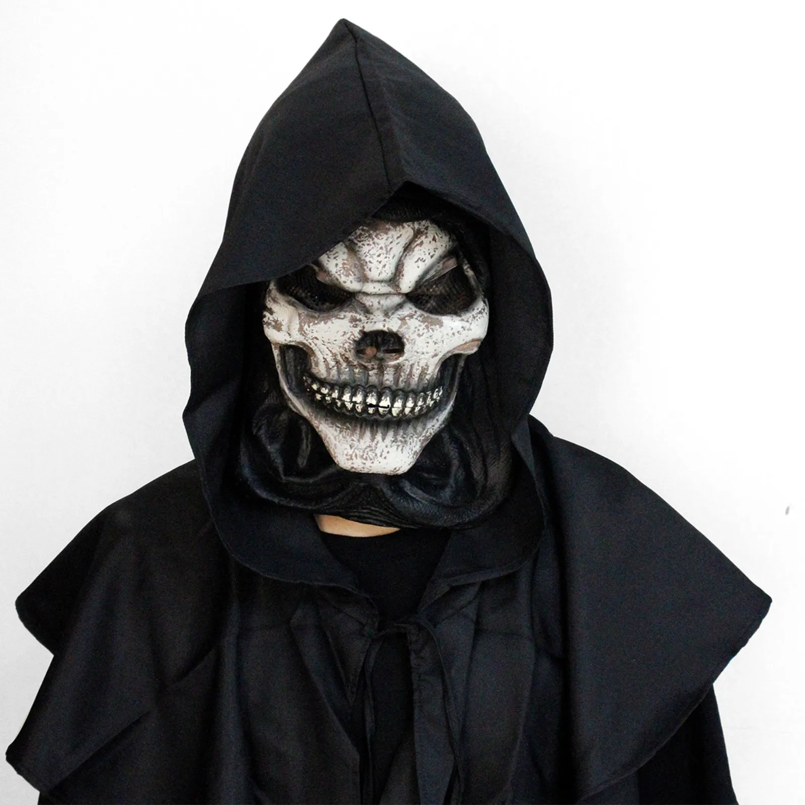 

Scary Ghost Skull Antique Mask Horror Latex Full Headdress Mouth Eyes Skeleton Party Full Face Mask Halloween Cosplay Decor Toys