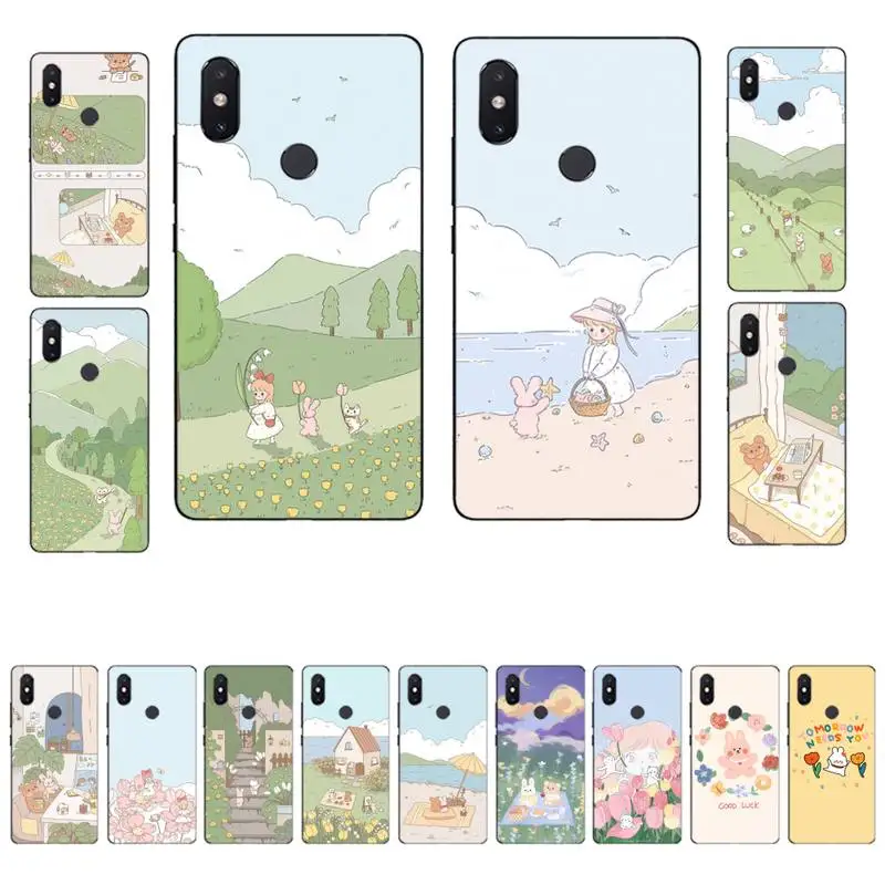 

YNDFCNB Cute Bear Cartoon Rabbit Animal Phone Case for Xiaomi mi 8 9 10 lite pro 9SE 5 6 X max 2 3 mix2s F1