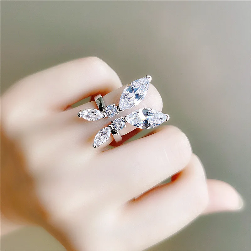 ААА кубический циркон бабочка Открытое кольцо для женщин дамы ювелирные изделия