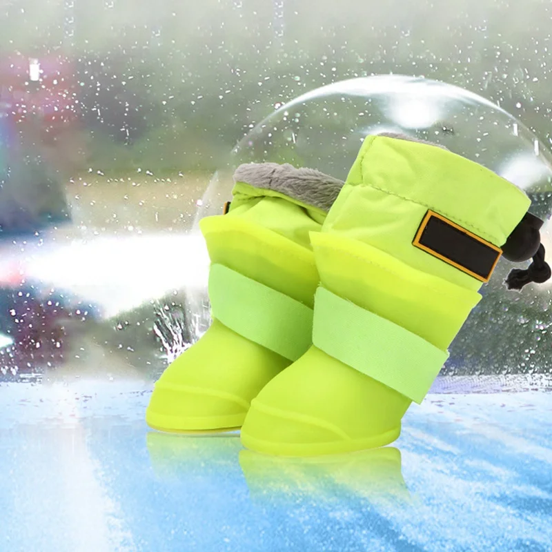 4 шт./компл. зимняя уличная силиконовая обувь для домашних собак теплые флисовые