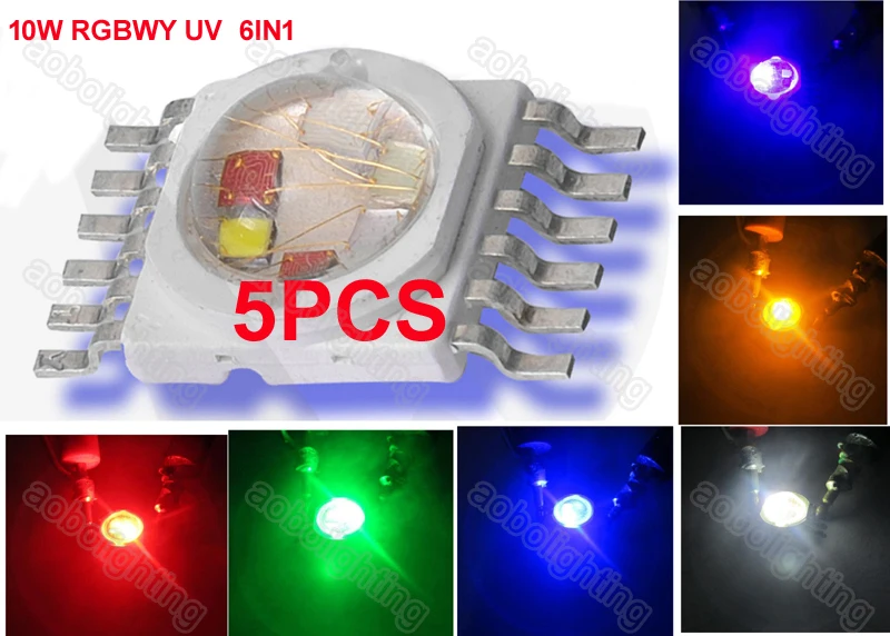

5pcs/lot 10W RGBWY UV 6IN1 led bead Lamp for Stage Lights Wall Washer Outdoor Lighting LED Par Moving Head light acessories