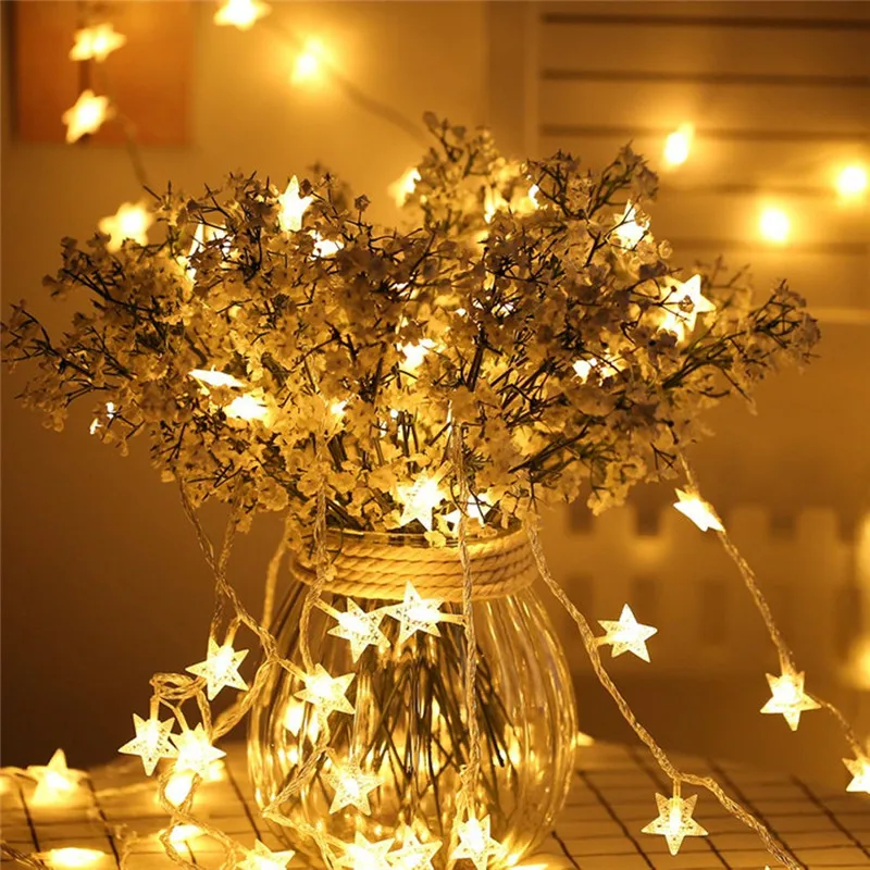 

10/20/40 LED Star/Snowflake String Lights USB/Battery Flashing Fairy Lights for Garland Christmas Party Wedding Holiday Decor