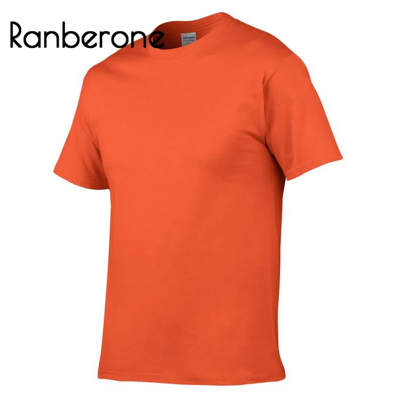 Ranberone одноцветная футболка из 100% хлопка мужские черно белые футболки 2019 летняя