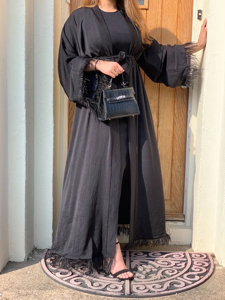 Рамадан Eid Open Абая для женщин Дубай Abaya кимоно Турция мусульманский хиджаб платье Исламская одежда Арабский кафтан халат черный
