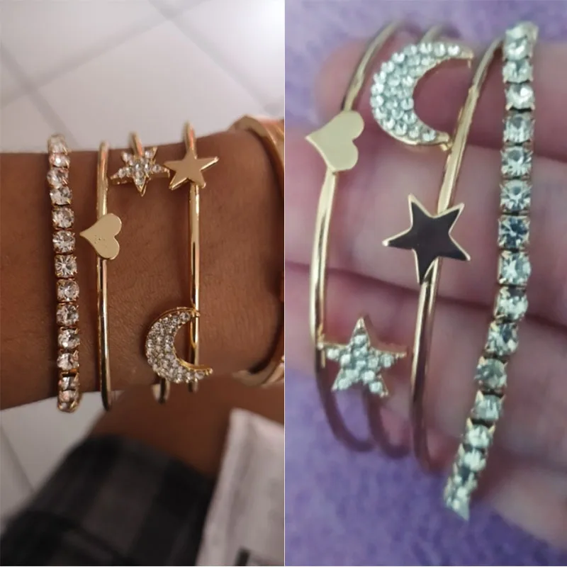 Женский комплект из браслета и нержавеющей стали с золотым цирконием цвет в