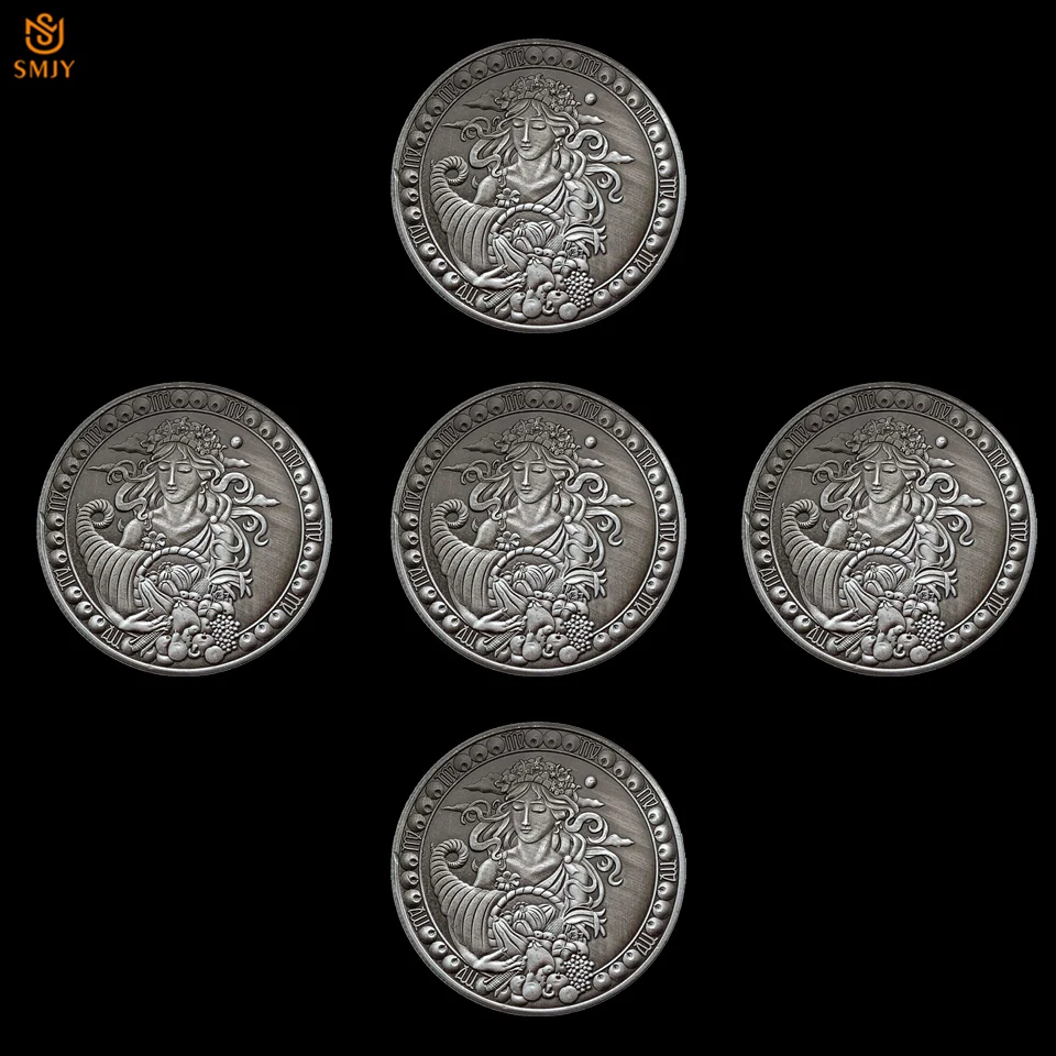 

5Pcs/lot Virgo Constellation Collectible Antique Bronze Astrology Relief Challenge Coins&Crafts Gifts