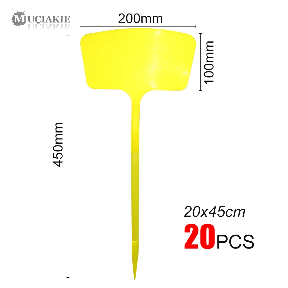 MUCIAKIE 20 шт. 20x45 см XXXL пластиковые этикетки для растений садовые маркеры T тип Садоводство Именные Бирки Красный Белый Синий Желтый Знак для деревьев