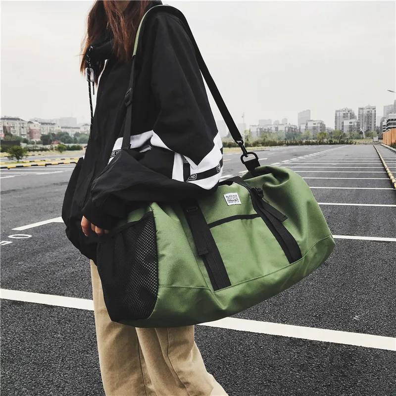 

Outdoor Travel Bags Waterproof Oxford Sports Bag Men Women Training Fitness Handbag Yoga Running Handbag Green Black