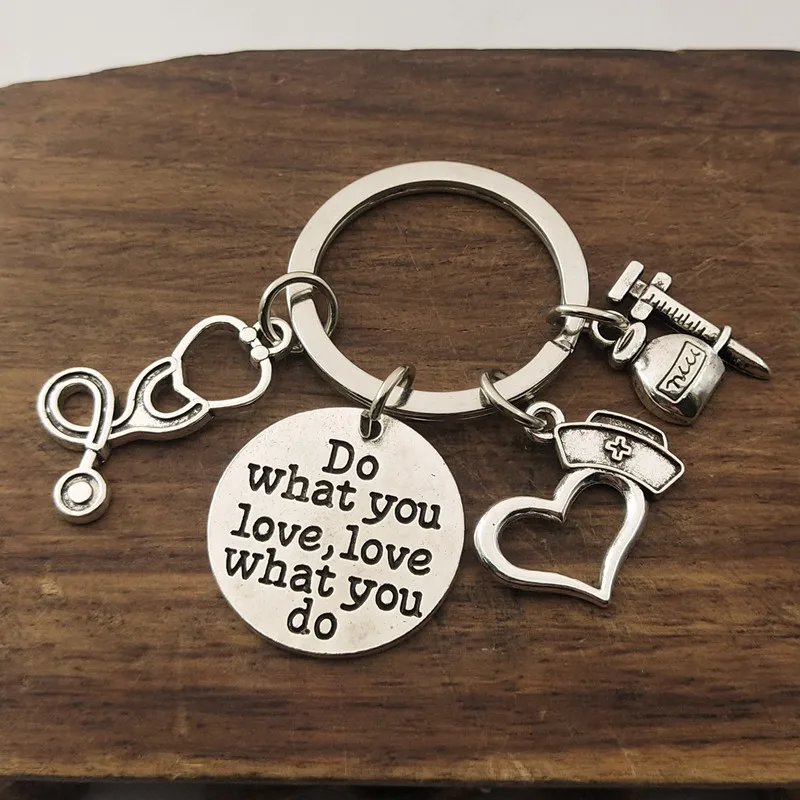 1Pcs Syringe Stethoscope Keychain Medical Nurse Cap Charms Keyholder Creative Classmate Graduation Gift Jewelry Handcrafts | Украшения и