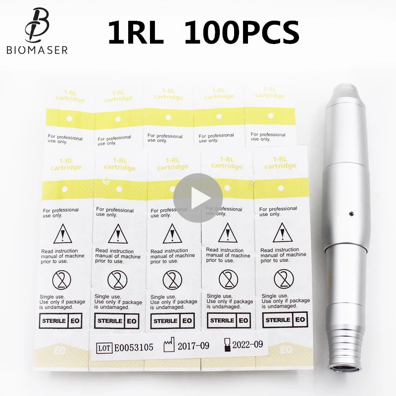 100PCS татуировки игла для швейной машины 1R 0,25/0,30 мм картридж Перманентный макияж иголки для бровей Губы татуировки картриджи иглы