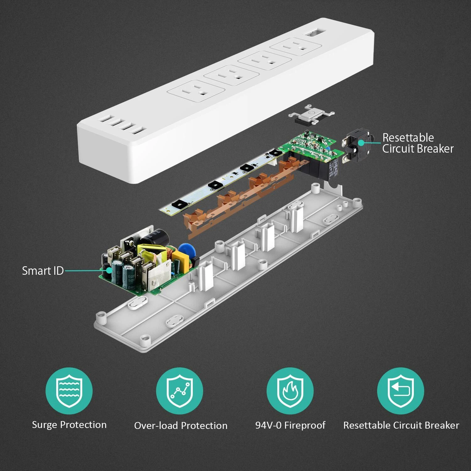 WiFi Smart power Strip Защита от перенапряжения 4 розетки переменного тока США розетка с USB совместима с Alexa, Google Home электрическая вилка Homekit