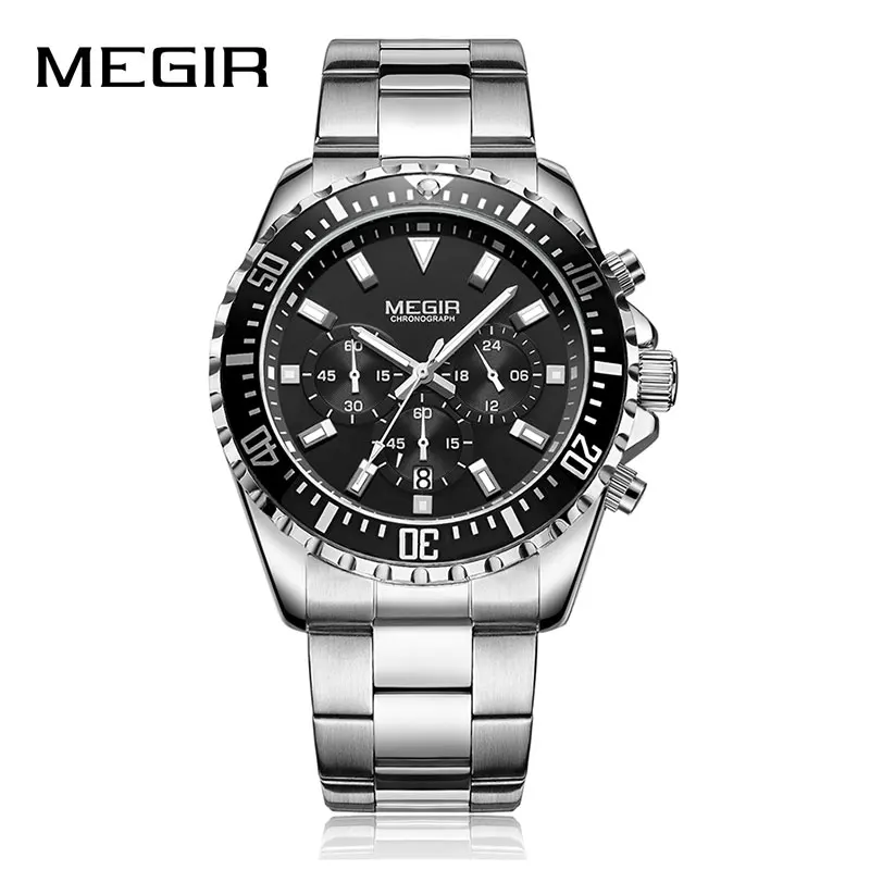 MEGIR Бизнес Кварцевые часы для мужчин из нержавеющей стали армейские военные