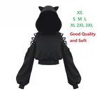 Женская толстовка в стиле Харадзюку, бархатная Толстовка в стиле панк, готика, на осень и зиму, с вырезами, на шнуровке, с длинным рукавом, толстовки с милыми кошачьими ушками