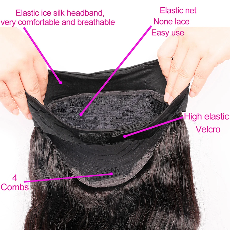 

Ntural Wave Headband Wigs 150% Remy Brazilian Head Band Wigs Human Hair No Glue Headband Wig Human Hair 10-28 Inches