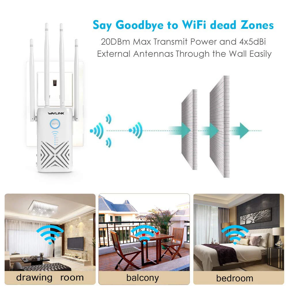 Wavlink 5 ГГц 1200 Мбит/с Wi-Fi маршрутизатор/ретранслятор/точка доступа Высокая мощность двухдиапазонный гигабитный беспроводной WiFi диапазон wifi усилитель сигнала