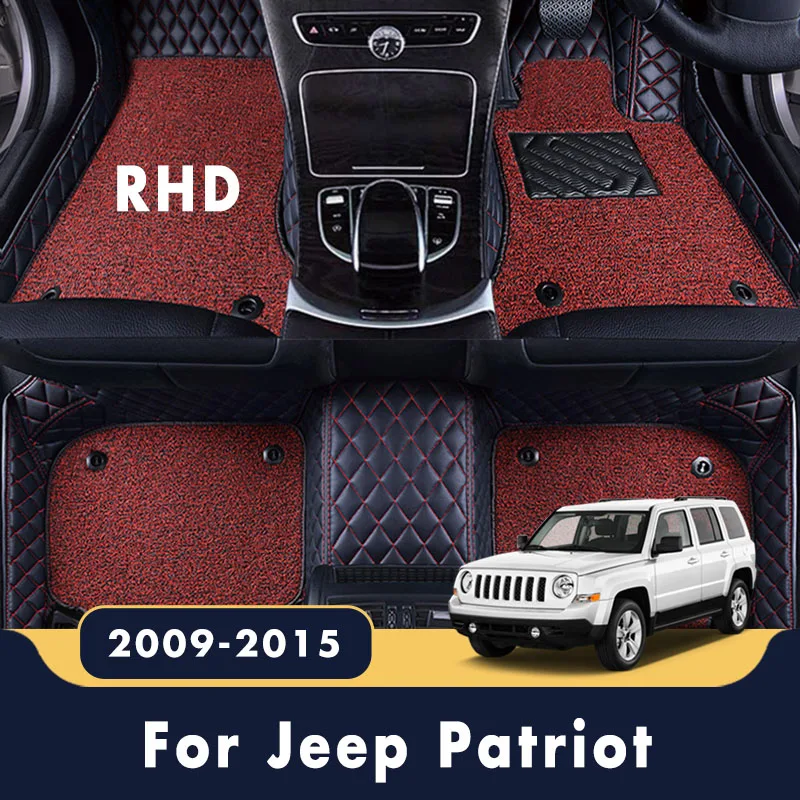 Фото Двухслойные автомобильные коврики RHD с проволочной петлей для Jeep Patriot 2015 2014 2013 2012