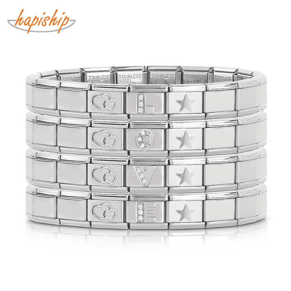 

Браслеты Hapiship для девочек, модные ювелирные украшения со звездами, сердцами и 26 буквами, подарок на день рождения, G174