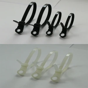 freeshipping Black/ White Screw Mounted nylon Cable zip Ties with hold Fixing 2.5x100 3.5x150 3.5x200 4.6x200 4.6x250 4.6x400