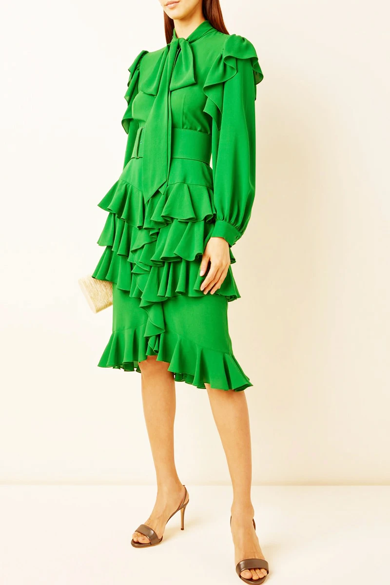 

Summer Dress Direct Selling Summer Polyester 2020 New Women's Dress Long-sleeved Fashion Tie Waist Design Irregular Temperament