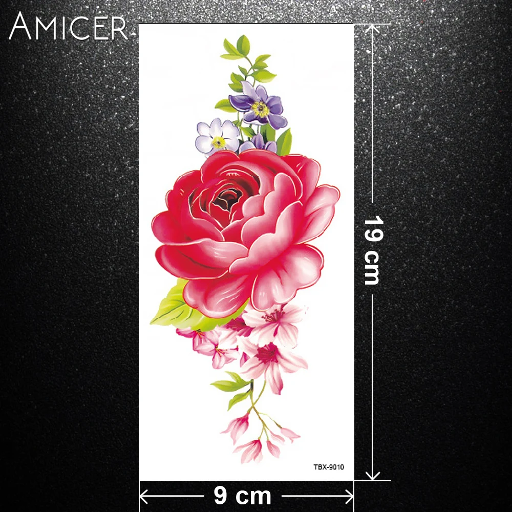 flash henna tattoo fake temporary tattoos stickers red rose flowers arm shoulder translated on body intimate good |