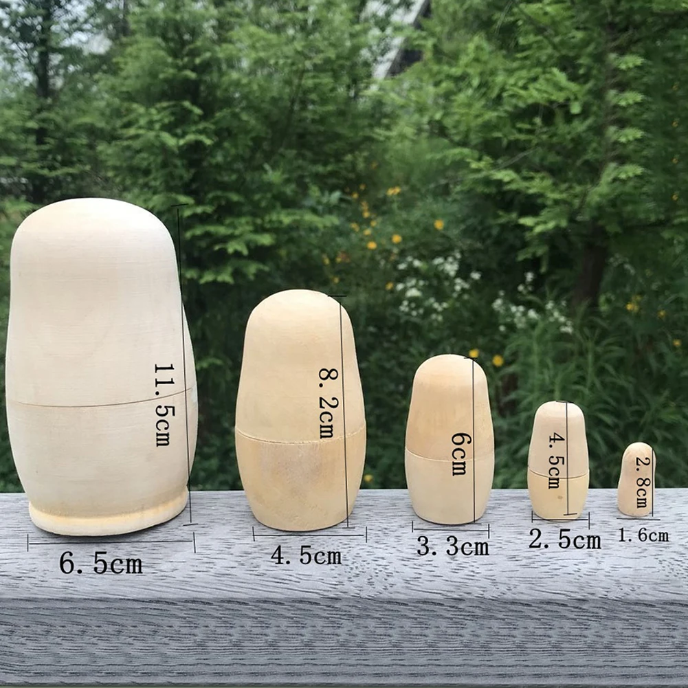 5Pcs Wooden White Embryo DIY 5-layer Nesting Hand-painted Russian Doll Kids Toys Holiday Gift child kids Ethnic funny gifts | Игрушки и