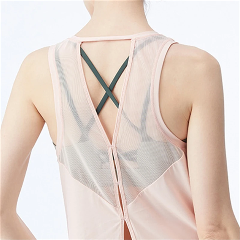 

ENTgoing Mesh Running Tank Tops for Women Yoga Sport Loose Workout Vest