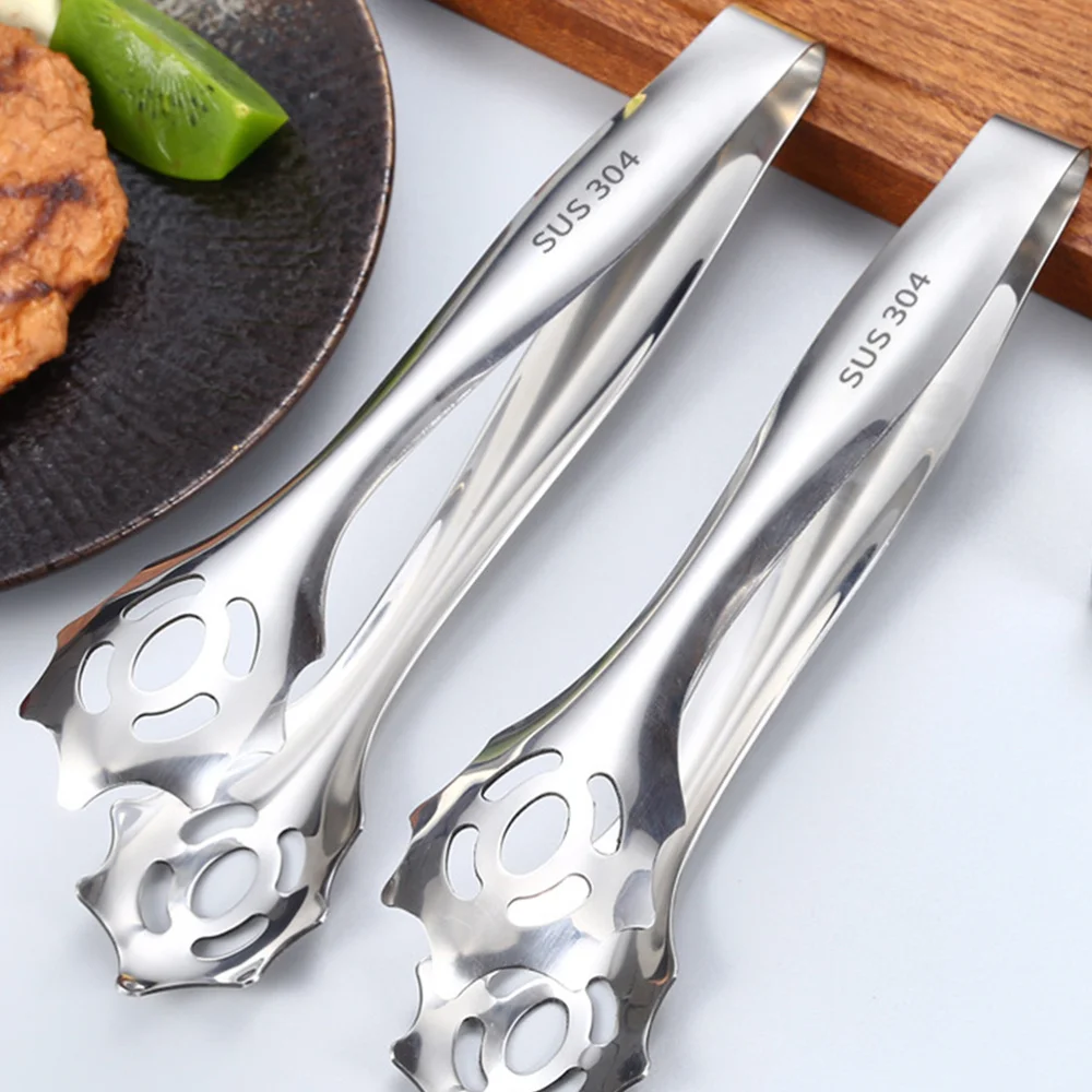 

2pcs Stainless Steel Tongs Ice Clamp Party Barbecue Food Clip Cooking Clamp