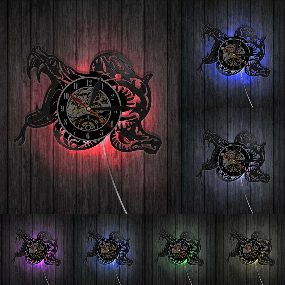 Виниловые настенные часы Snake Tribal с записью в виде животных для домашнего декора