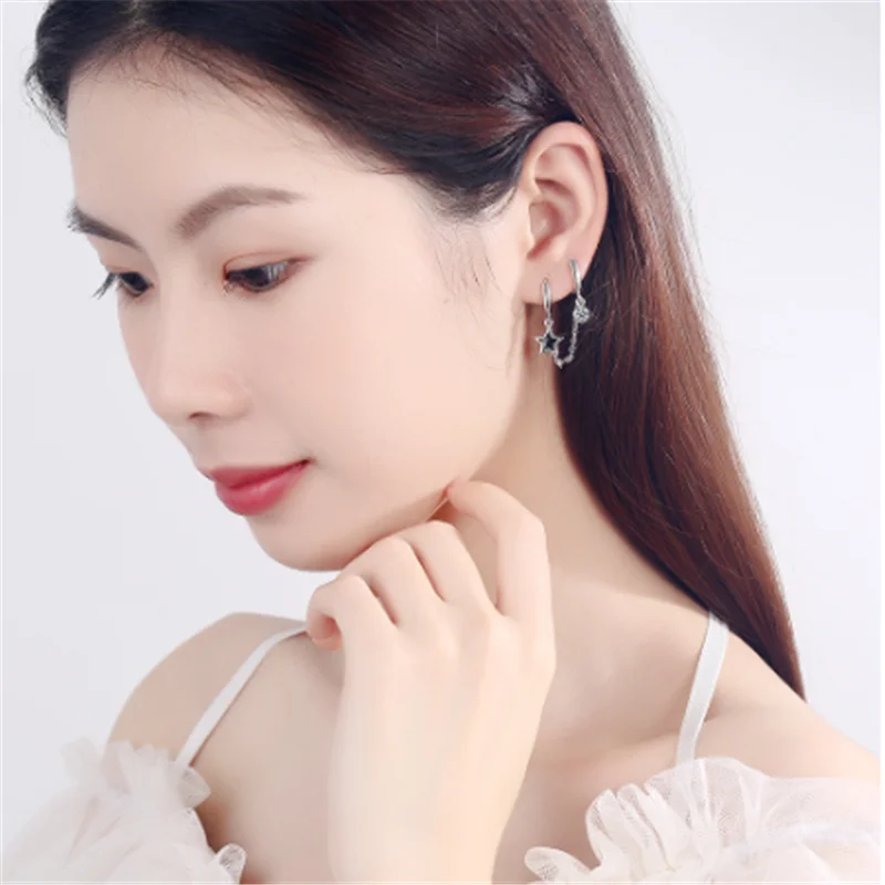 Серьги кольца FFLACELL из стерлингового серебра с двойным отверстием для ушей