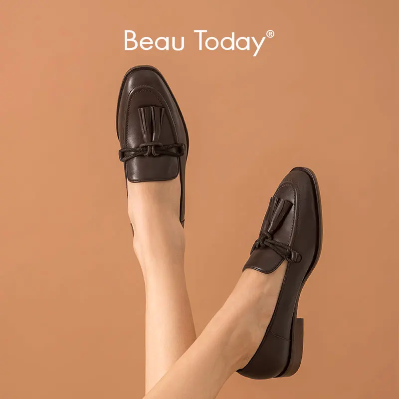 Женские лоферы с бахромой BeauToday Повседневные слипоны из натуральной телячьей