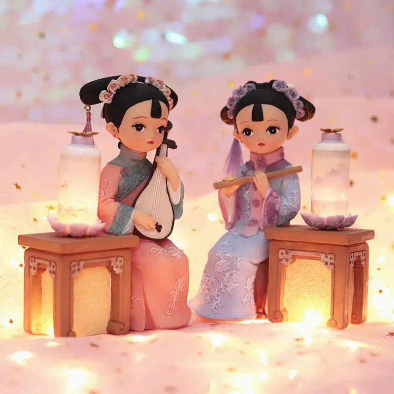 Традиционная китайская королевская маленькая фигурка принцессы леди светильник