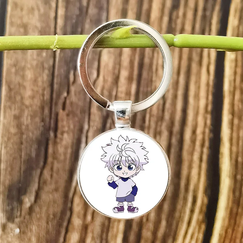 Брелок в стиле аниме Hunter X стеклянная подвеска-кабошон сплав цепочка для ключей