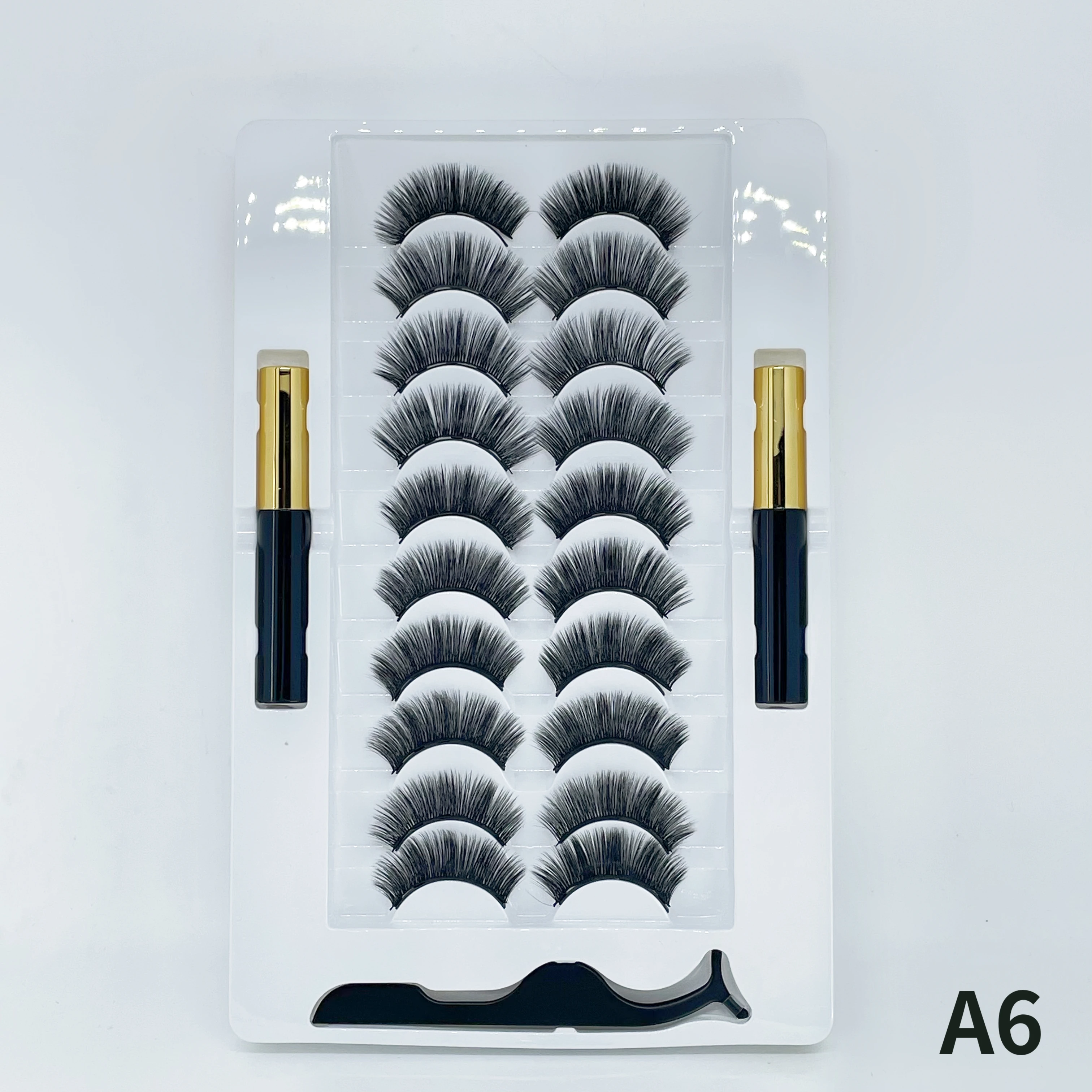 

10 Pairs of Magnetic False Eyelashe Liquid Eyeliner Beauty Set Eye Makeup Magnet Eyelashes Mink Lashes Wholesale
